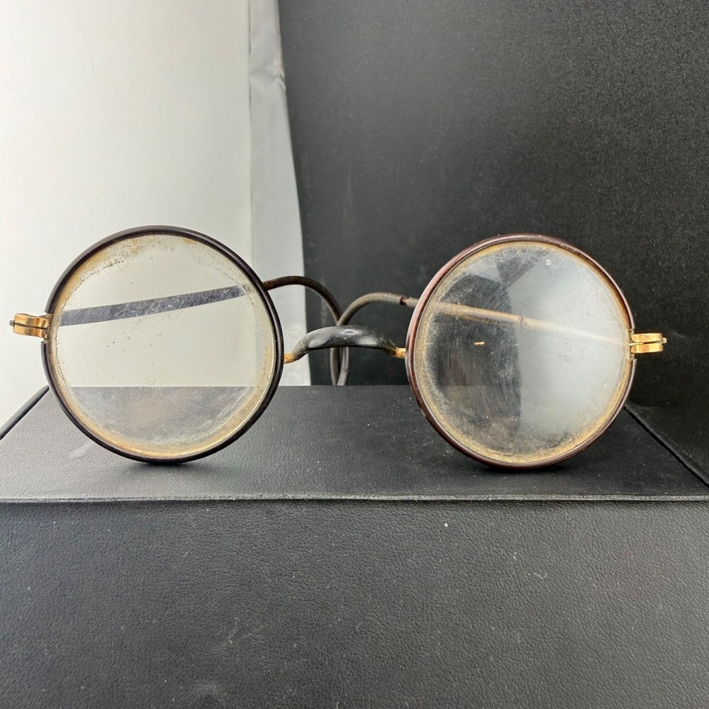 Vintage Windsor Eyeglasses Black Wire Wrap Round Art Deco Frame Small
